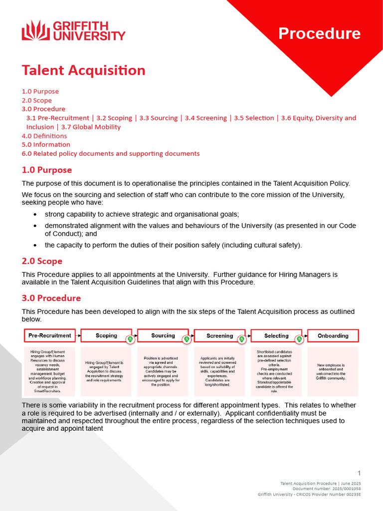 Griffith University Talent Acquisition Guide | PDF | Recruitment ...