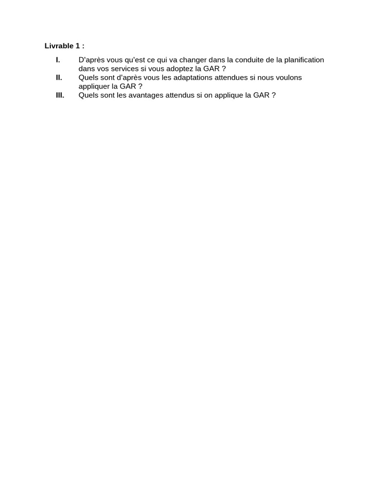 Impact de la GAR sur la planification | PDF