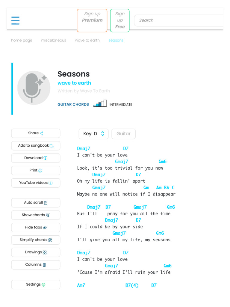 Wave to Earth: Seasons Guitar Chords | PDF | Guitars | Musical Instruments