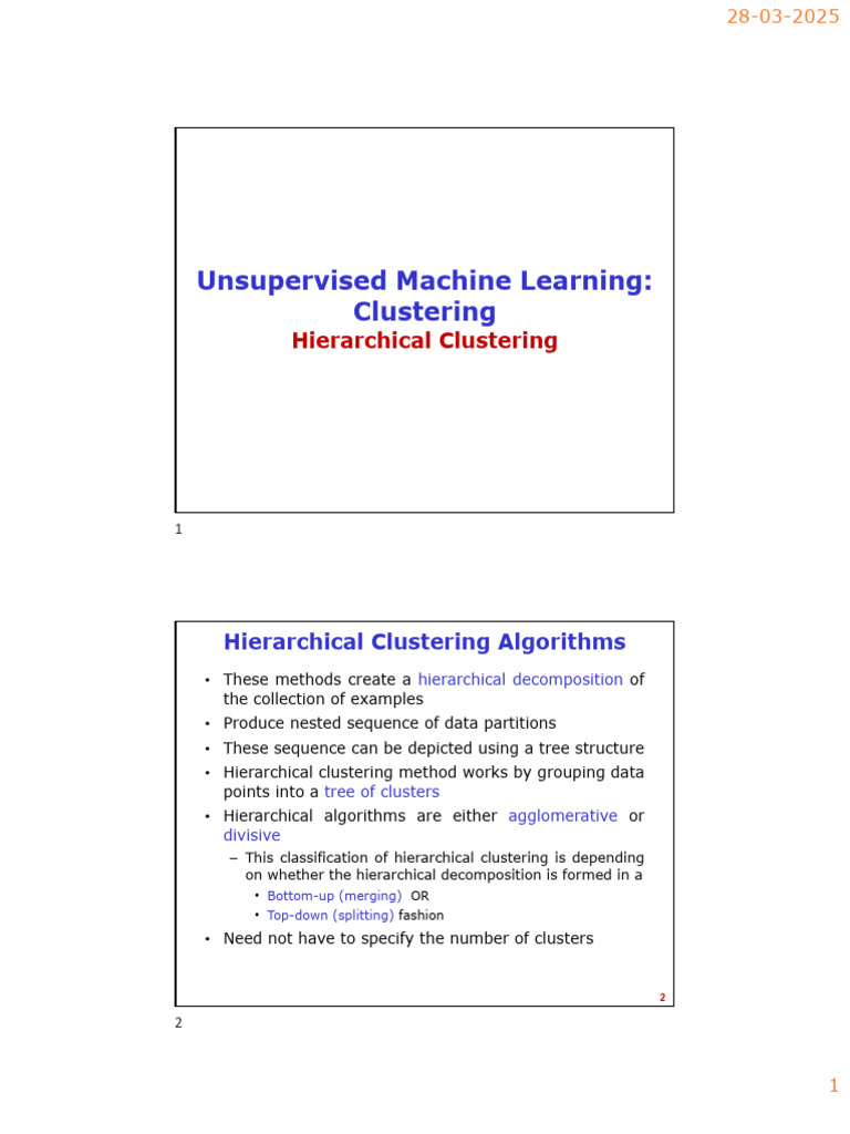 Class32-33 Clustering Hierarchical Clustering 26-27March2025 ...