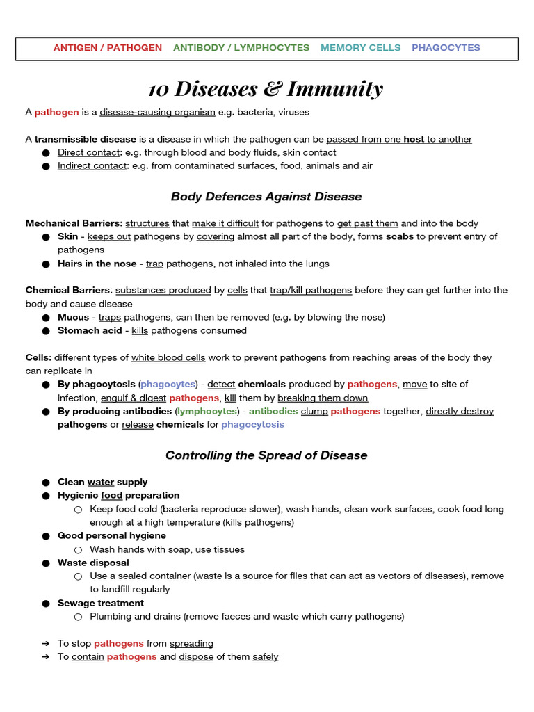 Copy of 10 Diseases & Immunity | PDF | Immune System | Pathogen