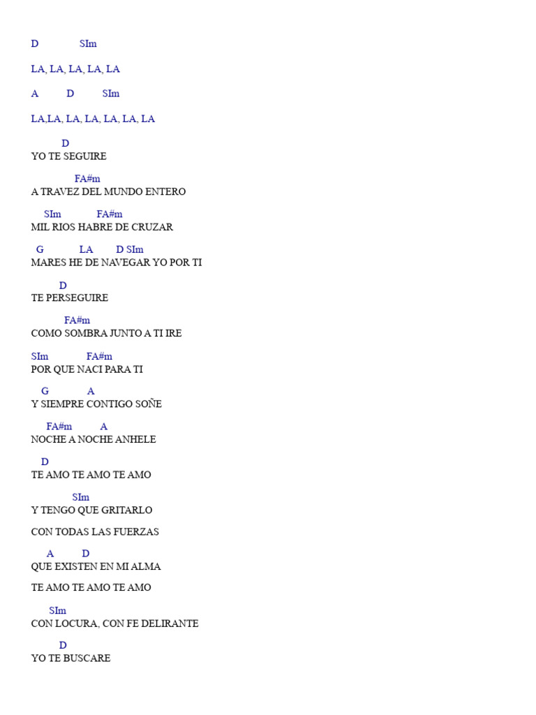 Letra de Canción: Te Amo Con Locura | PDF