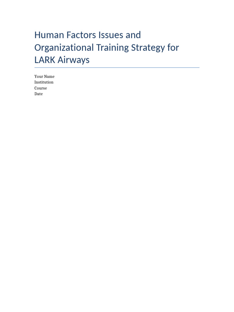 Human Factors Training Strategy for LARK Airways | PDF | Risk ...