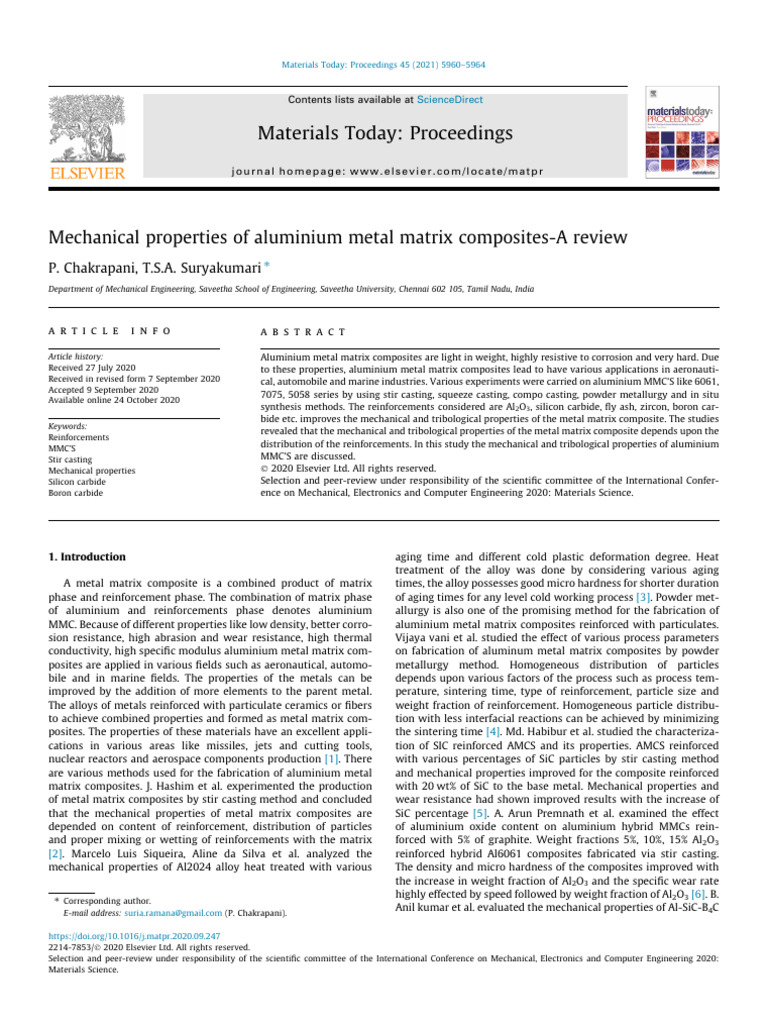 Aluminium Metal Matrix Composites Review | PDF | Composite Material | Wear