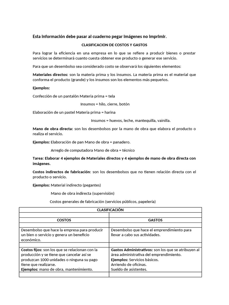 Clasificación de Costos y Gastos Empresariales | PDF | Business | Economias