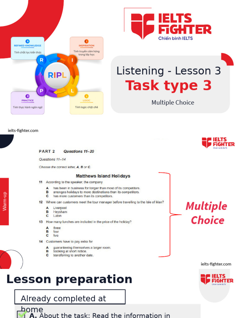IELTS Listening Lesson 3: Multiple Choice Strategies | PDF