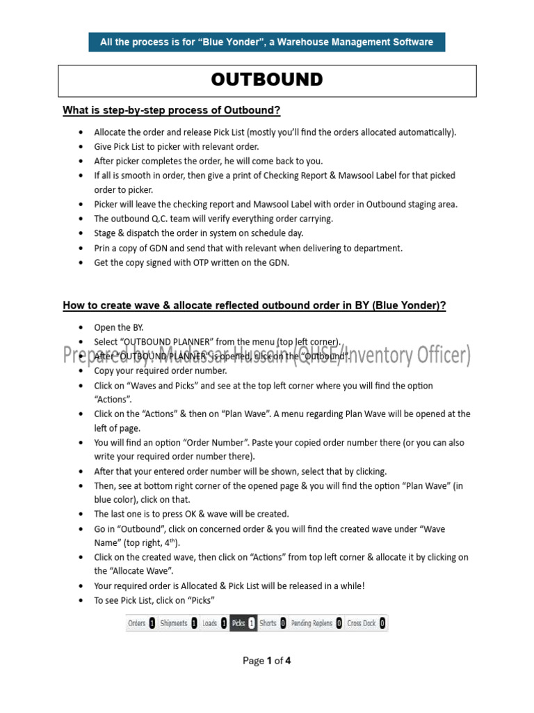 Outbound Process in Blue Yonder WMS | PDF | Software | Computing