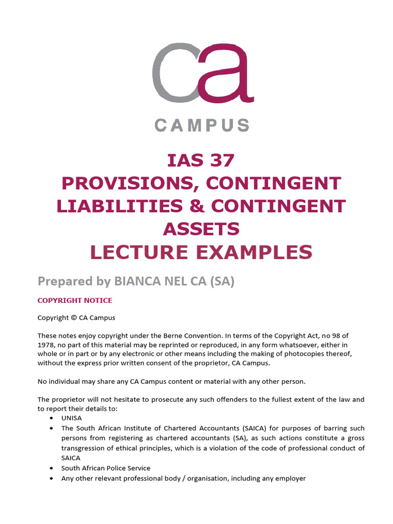 IAS 37 - Lecture Example | PDF | Expense | Business