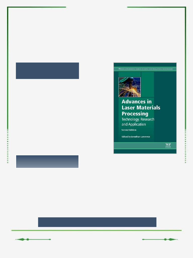 Advances in Laser Materials Processing Technology Research and ...