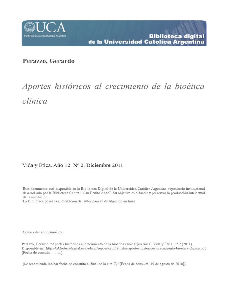 Aportes Historicos Crecimiento Bioetica Clinica | PDF | Bioética ...