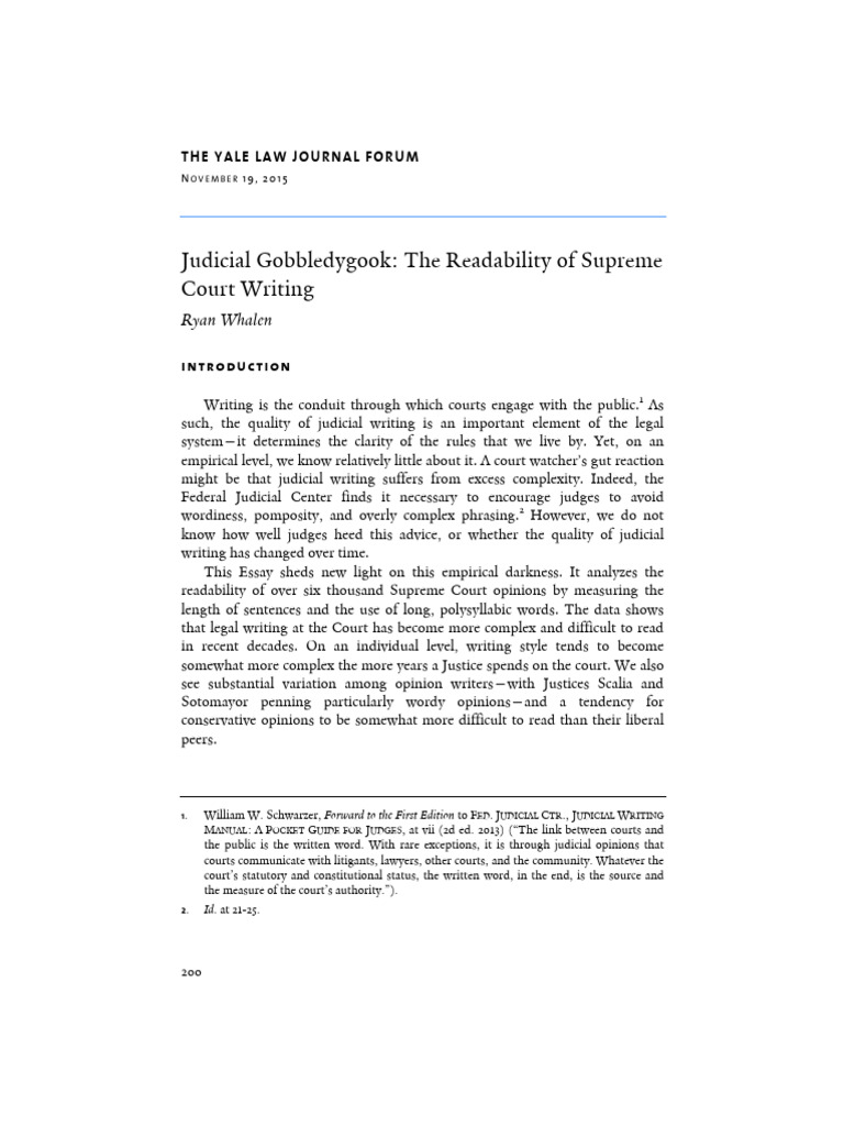 Supreme Court Writing Readability Analysis | PDF