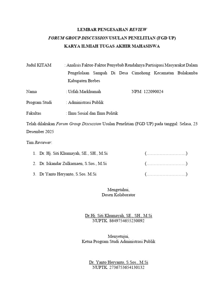 Analisis Partisipasi Masyarakat Pengelolaan Sampah | PDF