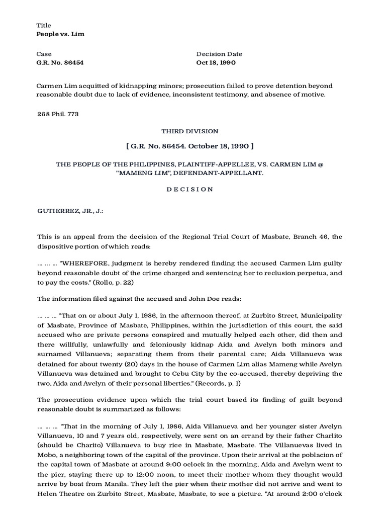 Acquittal in People vs. Lim Case | PDF | Witness | Prosecutor