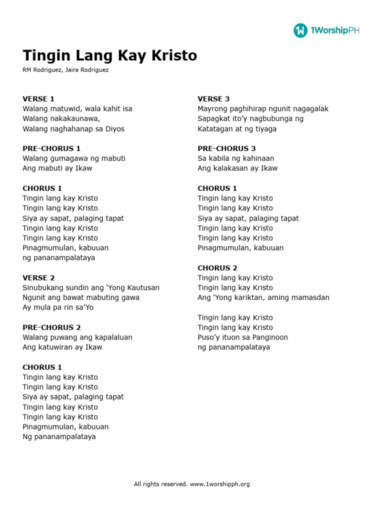 Tingin Lang Kay Kristo - Lyrics | PDF