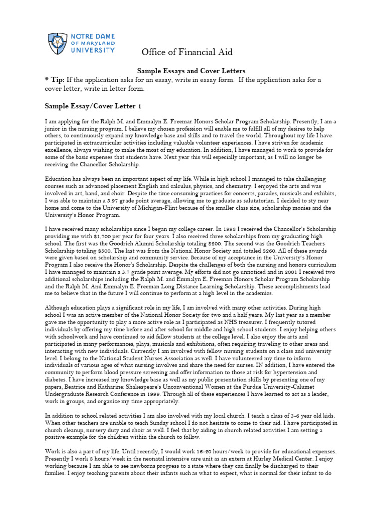 Sample Scholarship Essays and Letters | PDF | Infants | Teachers