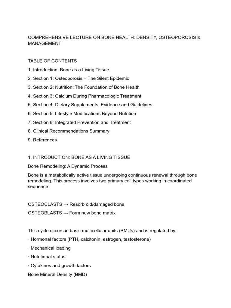 Bone Health: Osteoporosis & Nutrition Guide | PDF | Bone | Osteoporosis