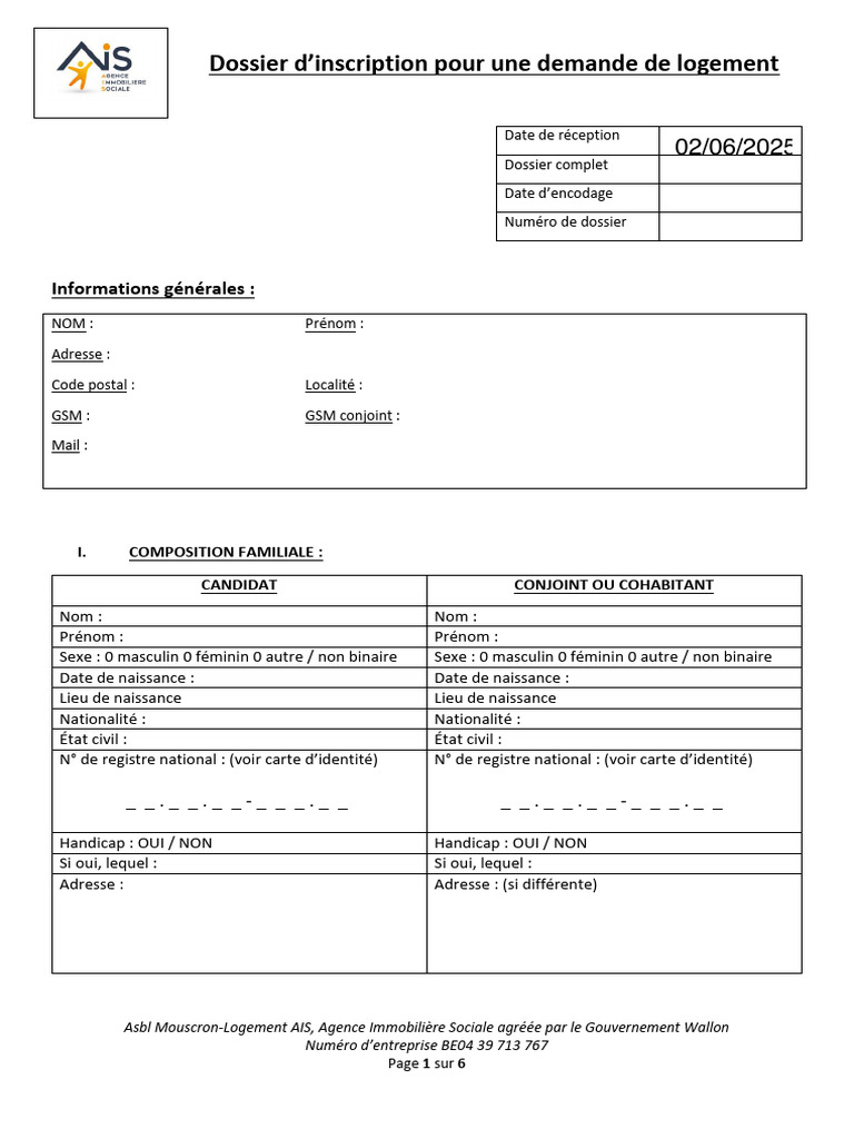 Demande de logement à Mouscron-Logement | PDF | Dettes | Logement