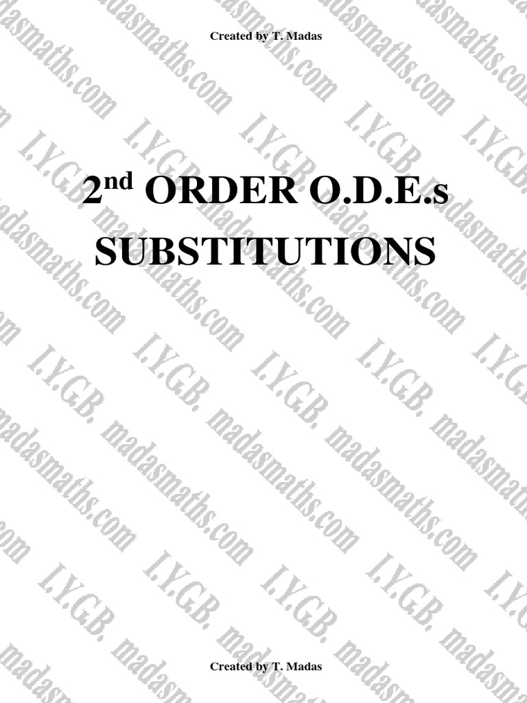 2nd Order Differential Equations Substitutions - Copy | PDF | Equations ...