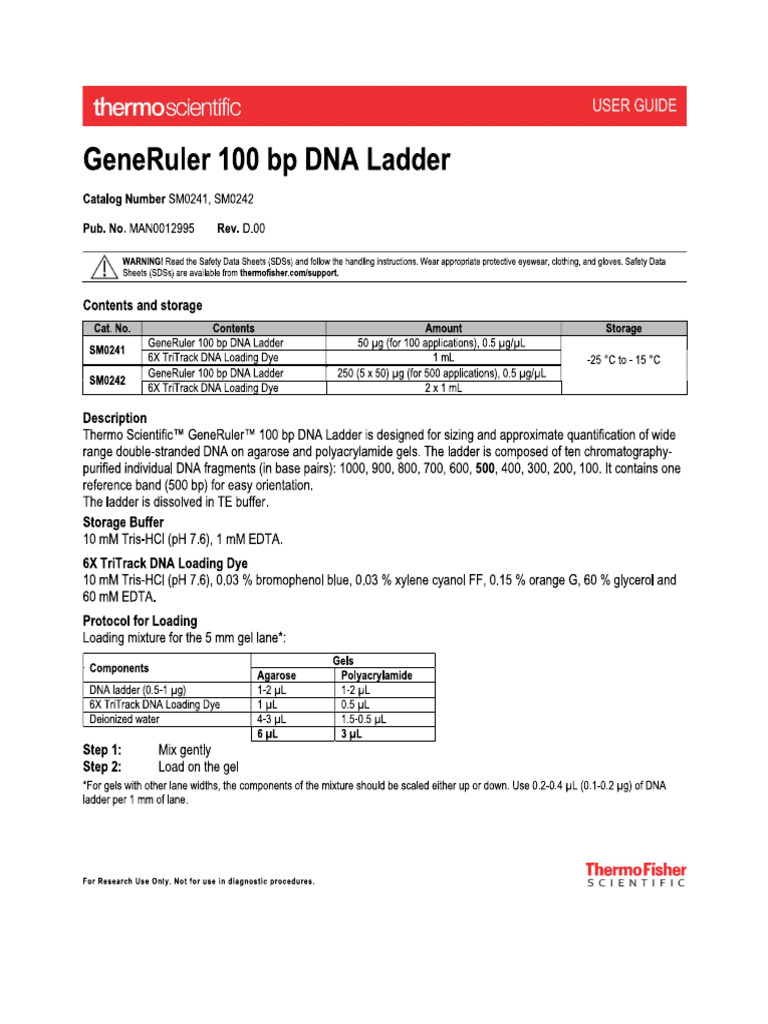 Gene Ruler 100 BP Thermo Scientific | PDF