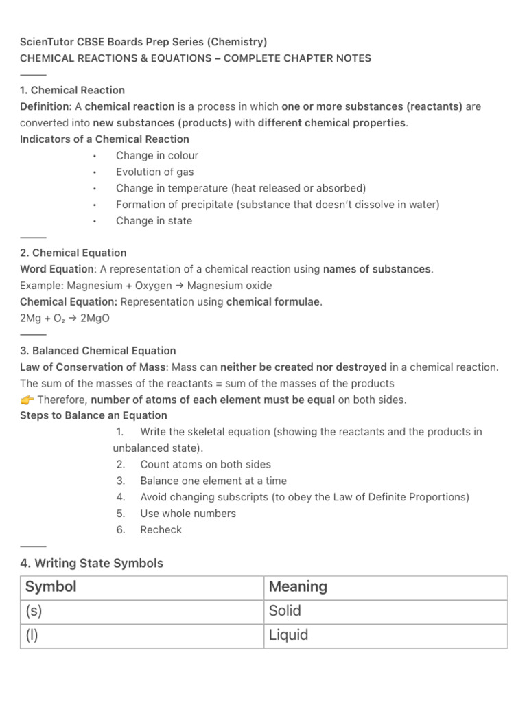 CBSE Chemistry: Chemical Reactions Guide | PDF | Redox | Chemical Reactions