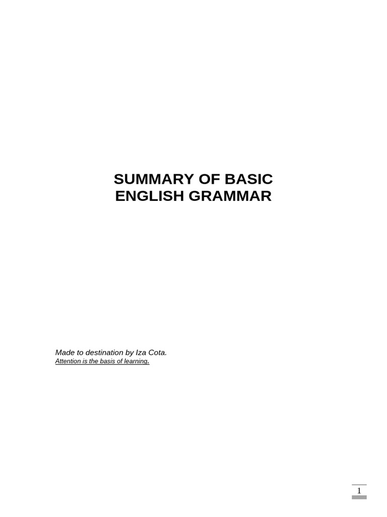 Basic English Grammar Overview | PDF | Grammatical Gender | Language ...