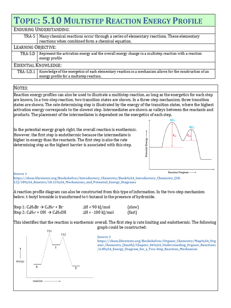 5.10 Multistep Reaction Profile Diagram Student | PDF | Chemical ...