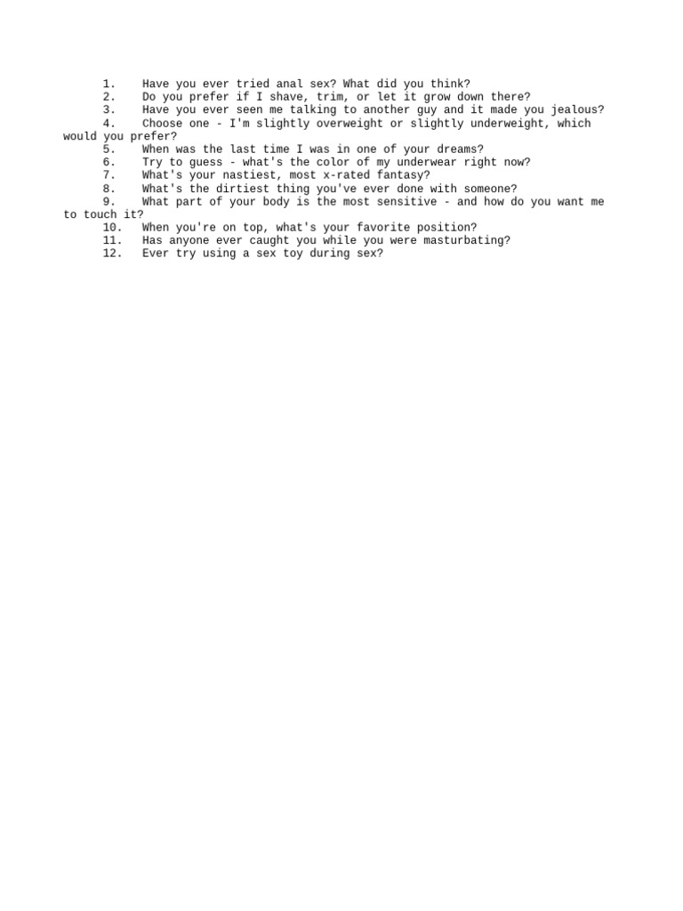 Intimate Questions for Couples | PDF