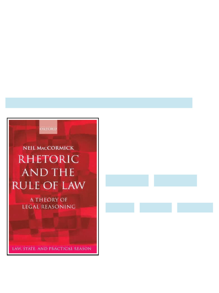 (Ebook) Rhetoric and the Rule of Law: A Theory of Legal Reasoning (Law ...
