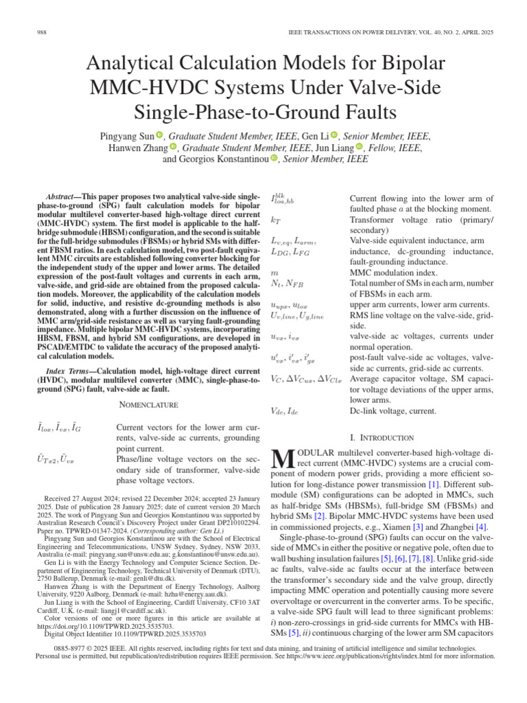 Fault Models for MMC-HVDC Systems | PDF | High Voltage Direct Current ...