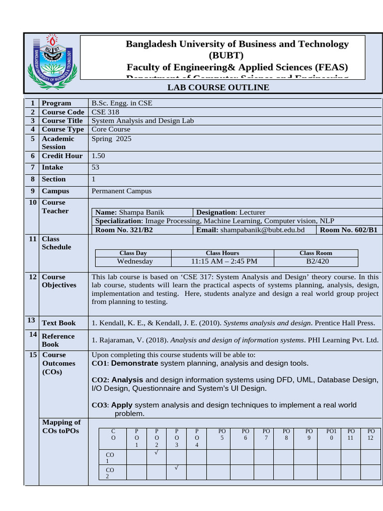 CSE 318 Systen Analysis and Design Lab | PDF | Computing | Cognitive ...