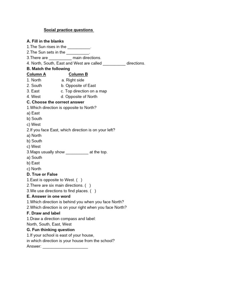 Social Practice Questions on Directions | PDF