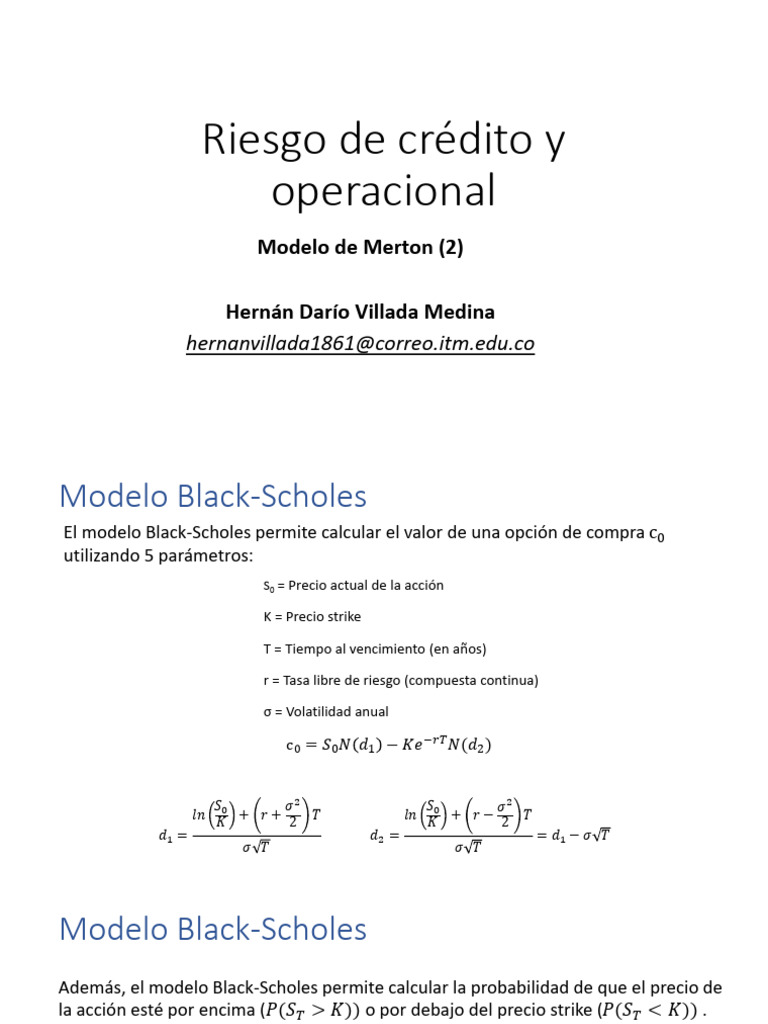 Modelo de Merton y Riesgo de Crédito | PDF | Modelo Black-Scholes | Dinero