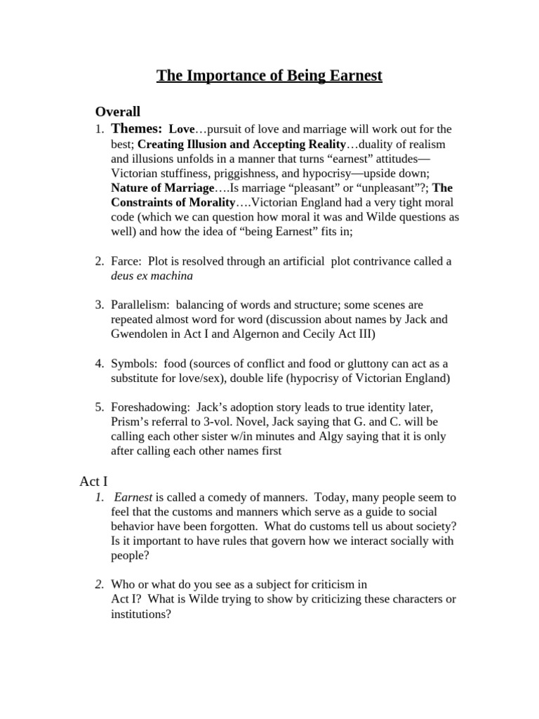 The Importance of Being Earnest PDF The Importance Of Being