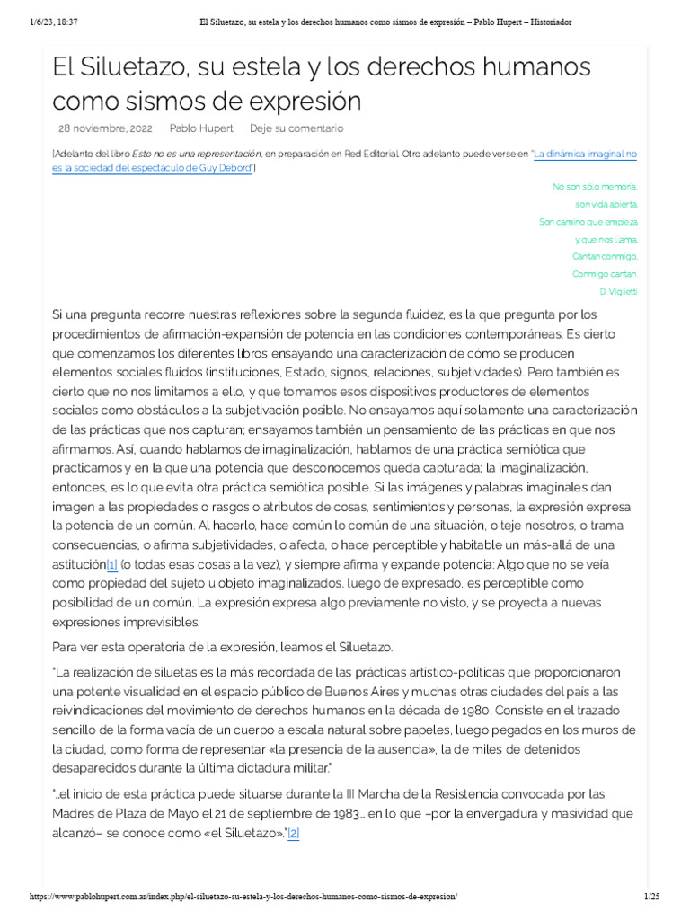 El Siluetazo, su estela y los derechos humanos como sismos de expresión ...