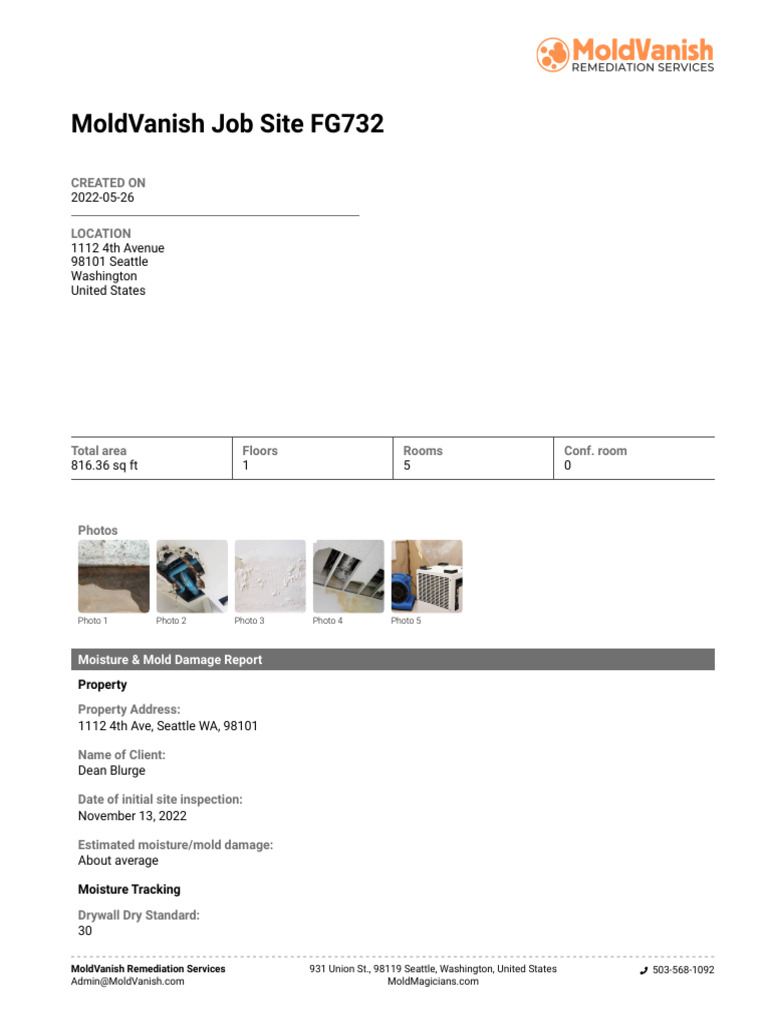 Mold Damage Report for Seattle Property | PDF | Length