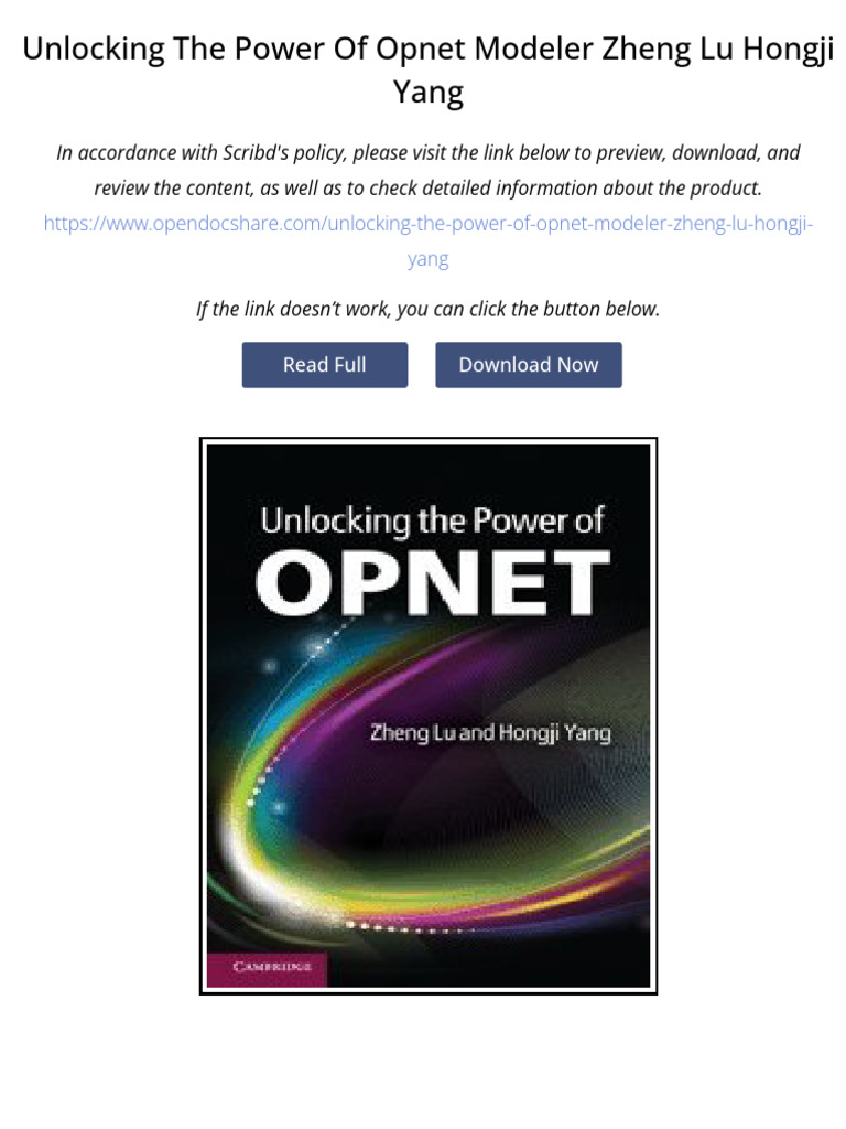 Unlocking The Power Of Opnet Modeler Zheng Lu Hongji Yang | PDF ...