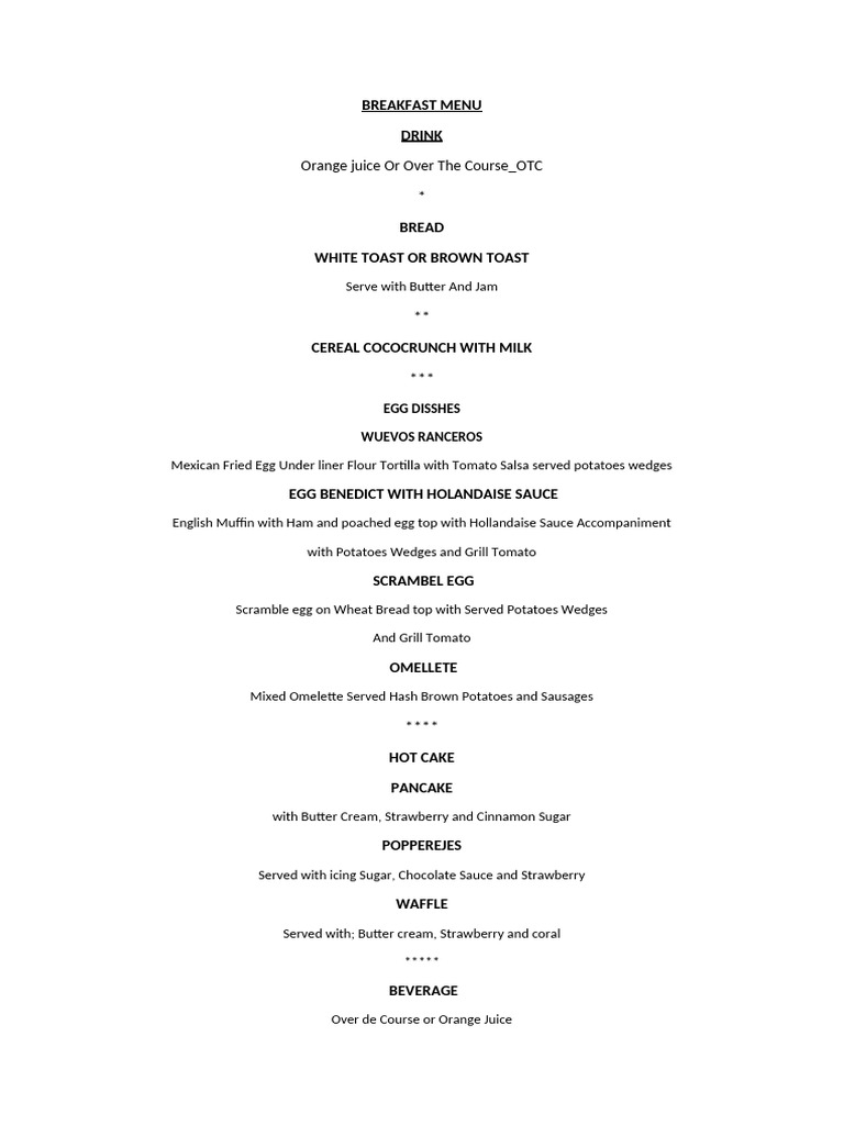 Breakfast Menu Table Manner | PDF