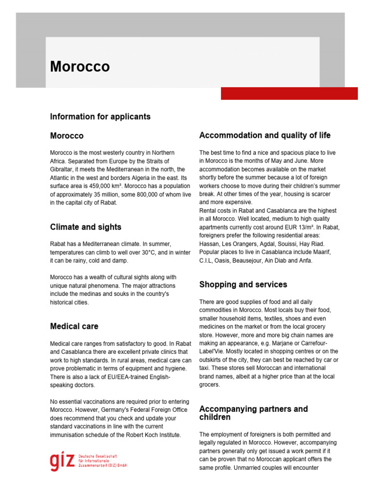 Living and Working in Morocco Guide | PDF | Morocco | Casablanca