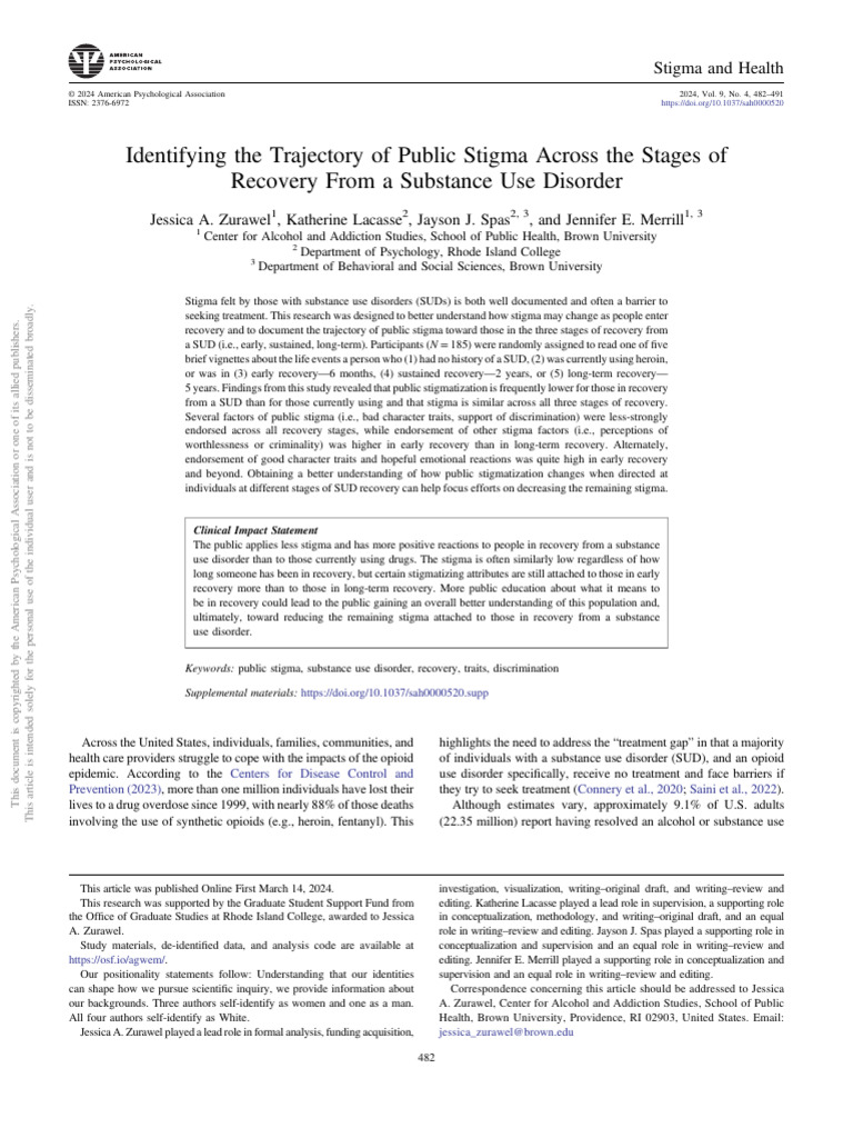 Stigma Trajectory 1 | PDF | Social Stigma | Substance Abuse