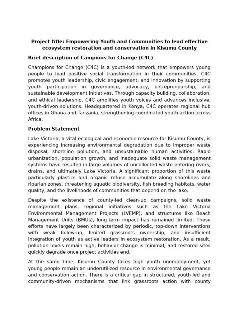 Empowering Youth and Communities to Lead Ecosystem Restoration and ...