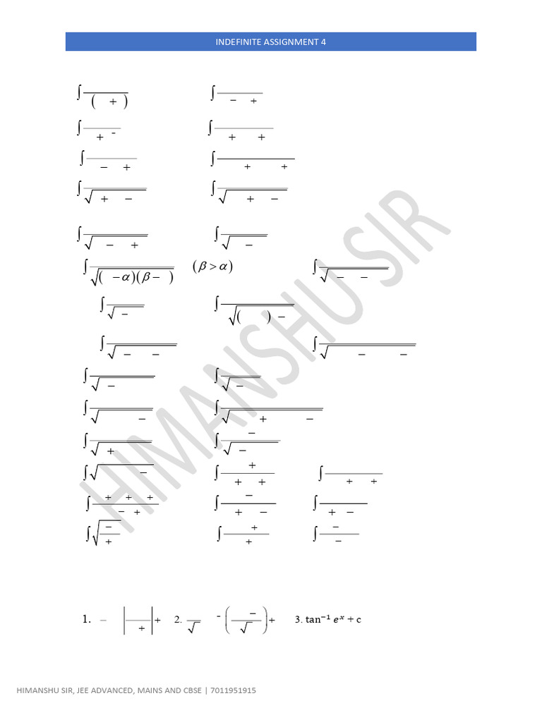 Indefinite Integrals 4 | PDF