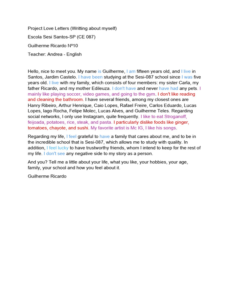 Letters to Strangers{Guilherme R, Nº10 1-B | PDF