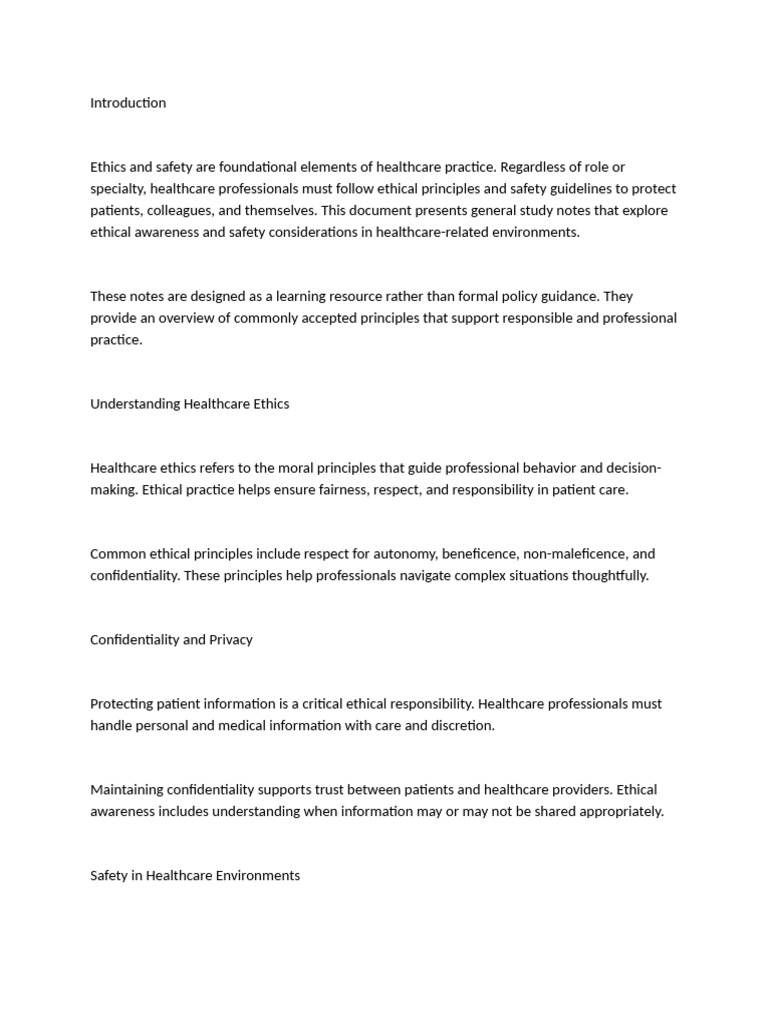 Ethics and Safety in Healthcare Practice | PDF | Safety | Health Care
