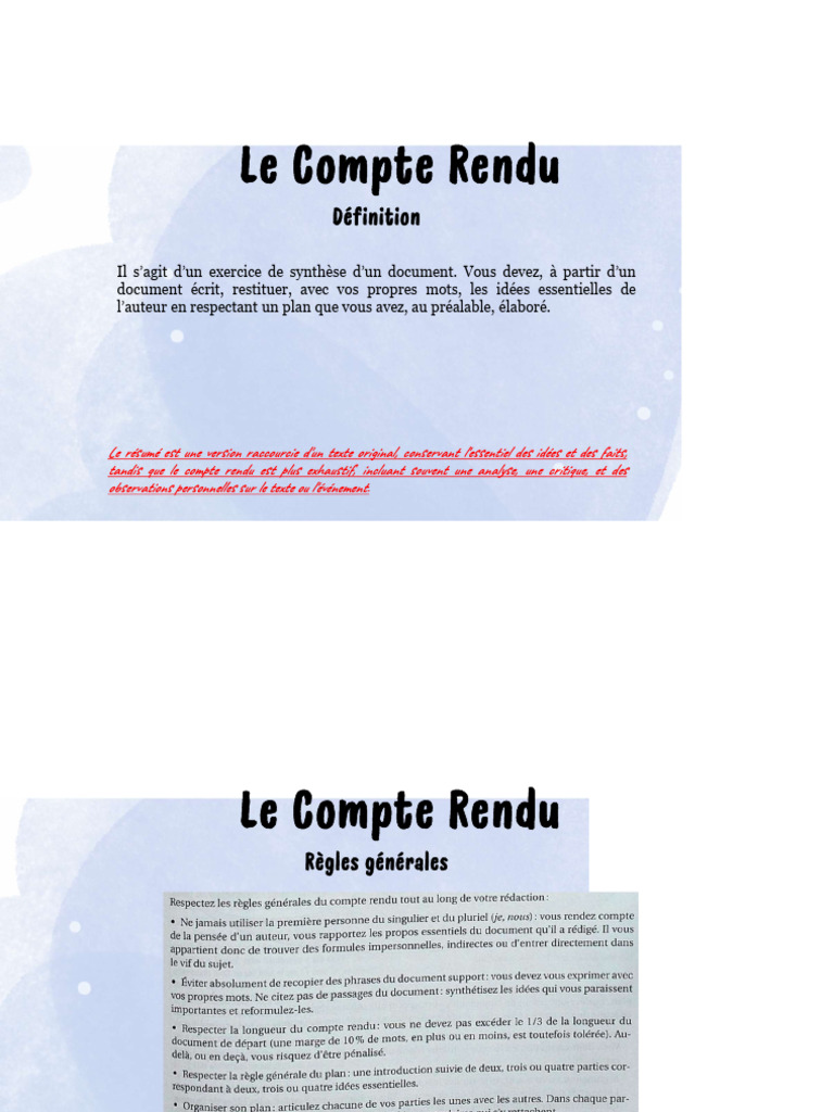 Guide Pratique du Compte Rendu | PDF
