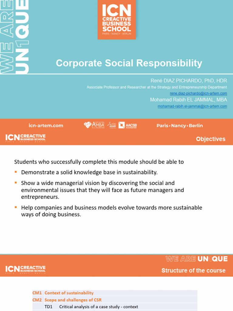 Corporate Social Responsibility Course Overview | PDF