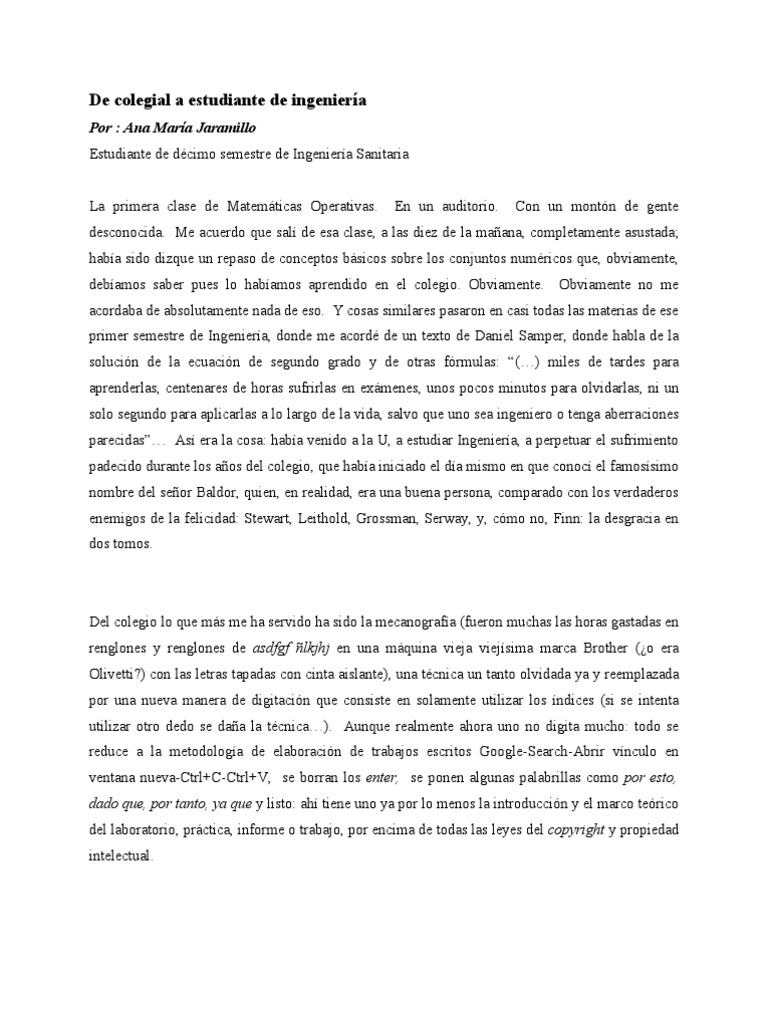 Ensayo sobre el ingreso a la universidad  Educación 