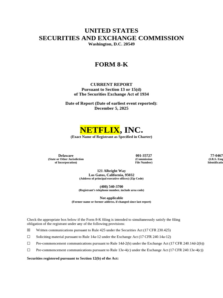 Netflix and WBD Merger Agreement Details | PDF | Mergers And ...