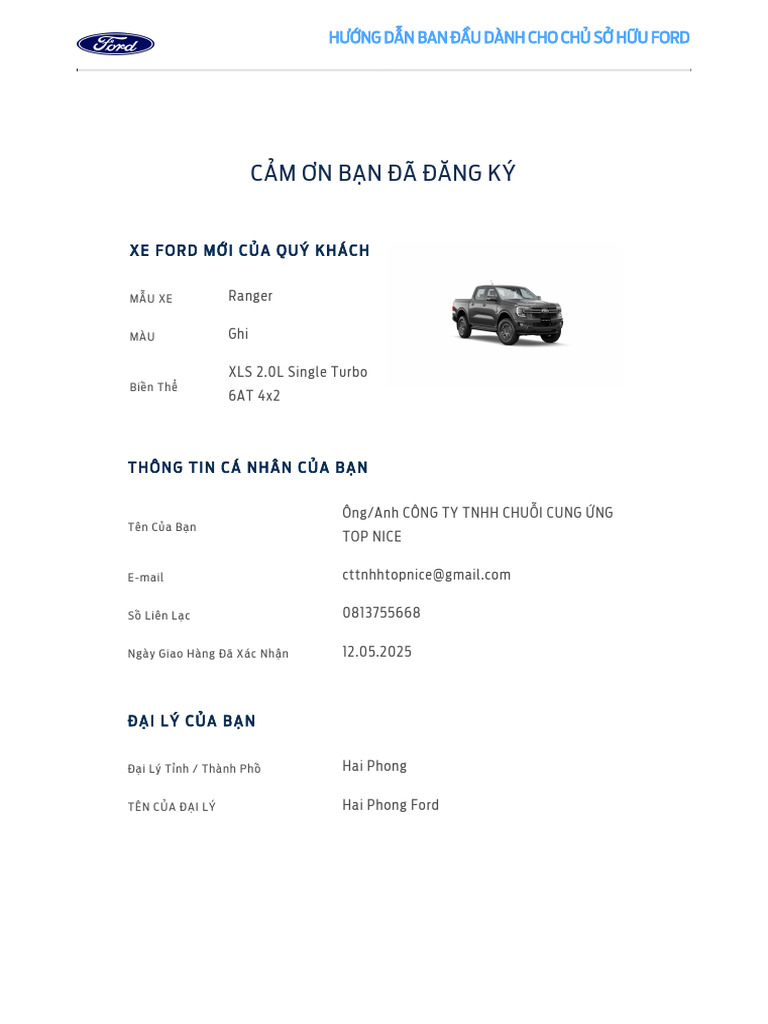 Ford Personalised Delivery Checklist 20251204 | PDF
