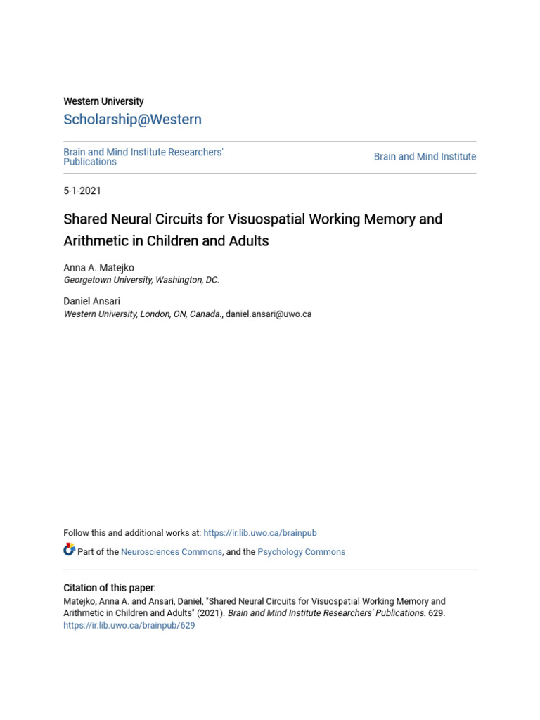Matejko and Ansari - 2021 - Shared Neural Circuits For Visuospatial ...