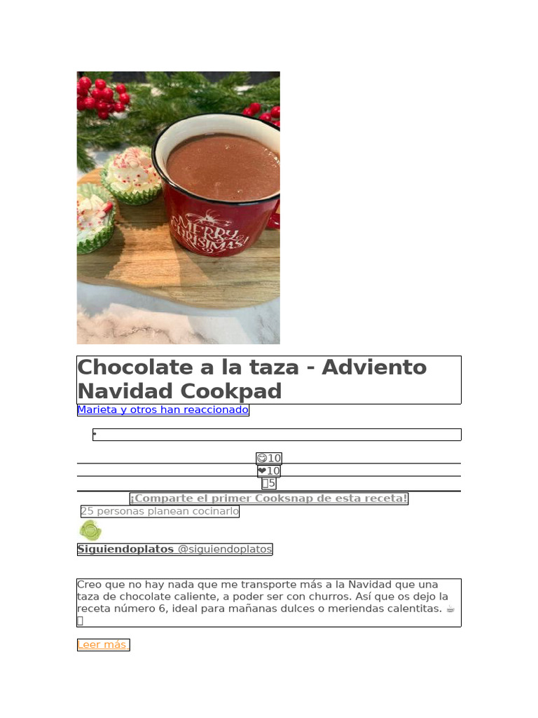 Receta de Chocolate Caliente Navideño | PDF